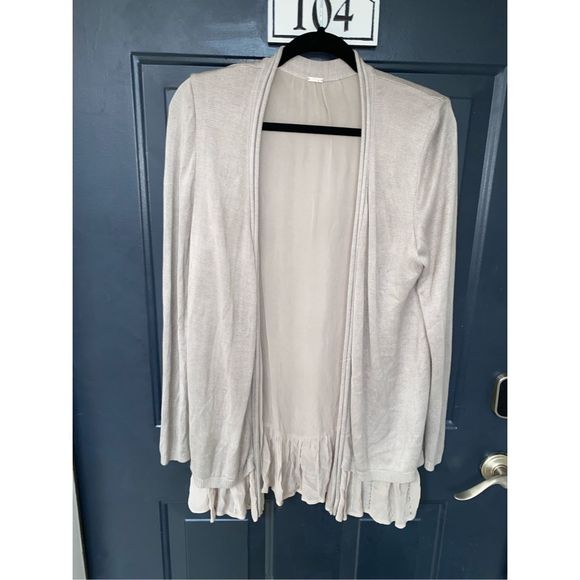 Chan Luu TAN Beaded Cardigan Sweater, Size Large, MSRP $248 - Picture 6 of 12